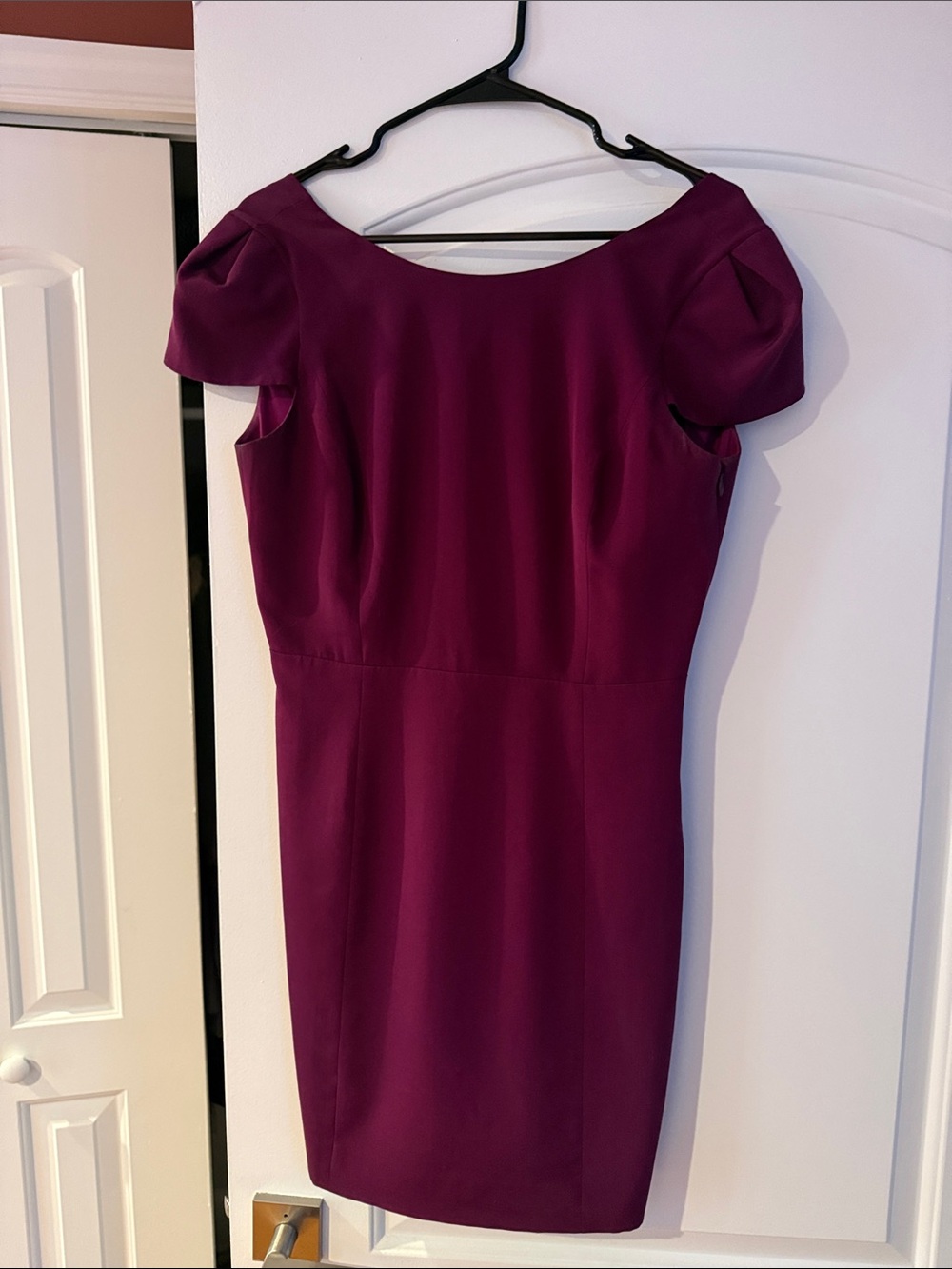 Tibi Plum Cap-Sleeve Silk Sheath Dress - size 8